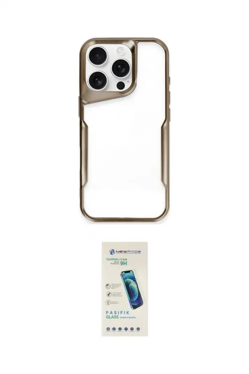 ieg™ iPhone 16 Pro Max Kılıf Akış Çizgi Koleksiyonu - Şeffaf Pasifik Cam Ekran Koruyucu