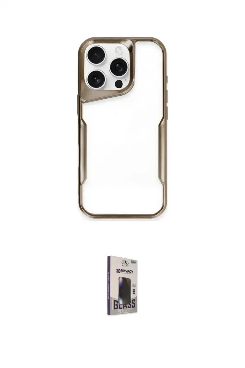 ieg™ iPhone 16 Pro Max Kılıf Akış Çizgi Koleksiyonu - Siyah Bilvis Hayalet Cam Ekran Koruyucu