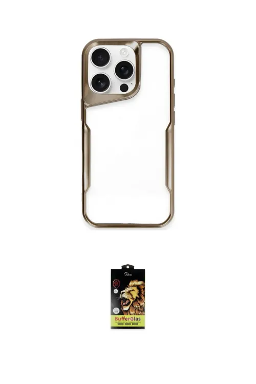 ieg™ iPhone 16 Pro Max Kılıf Akış Çizgi Koleksiyonu - Siyah Buffer Cam Ekran Koruyucu