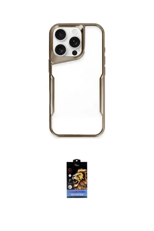 ieg™ iPhone 16 Pro Max Kılıf Akış Çizgi Koleksiyonu - Siyah Buffer Hayalet Cam Ekran Koruyucu