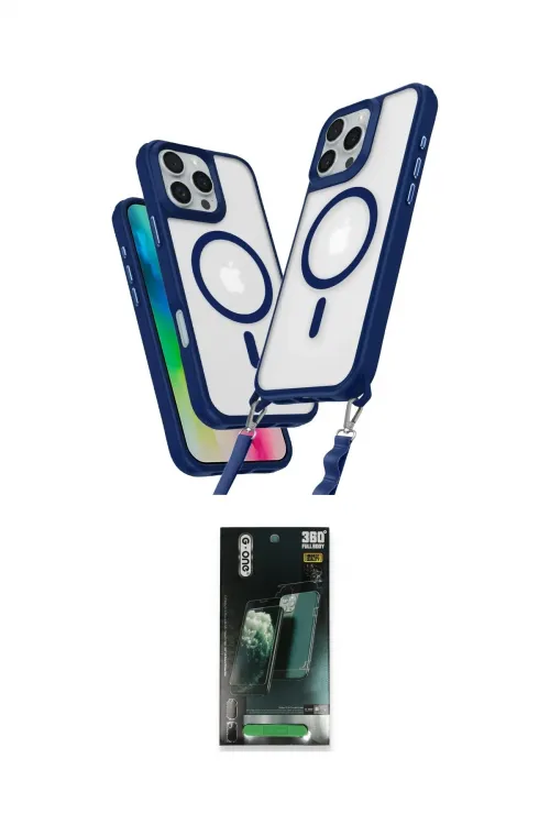 ieg™ iPhone 16 Pro Max Kılıf Atlas Doku Koleksiyonu - Siyah 360 Mat Full Body Arka Koruyucu