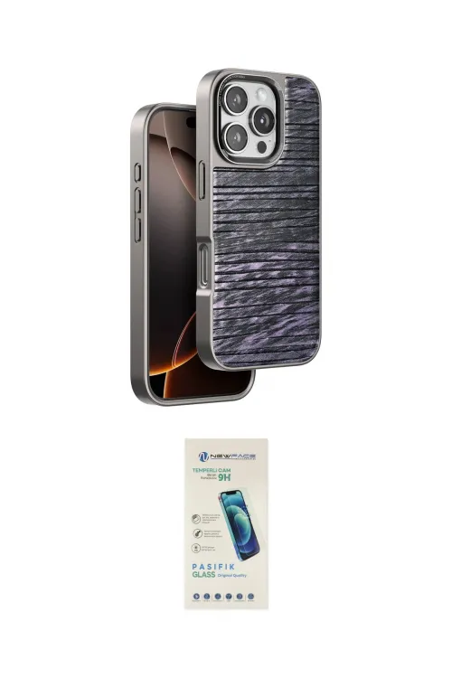 ieg™ iPhone 16 Pro Max Kılıf Atlas Minimal Özel Seri - Şeffaf Pasifik Cam Ekran Koruyucu