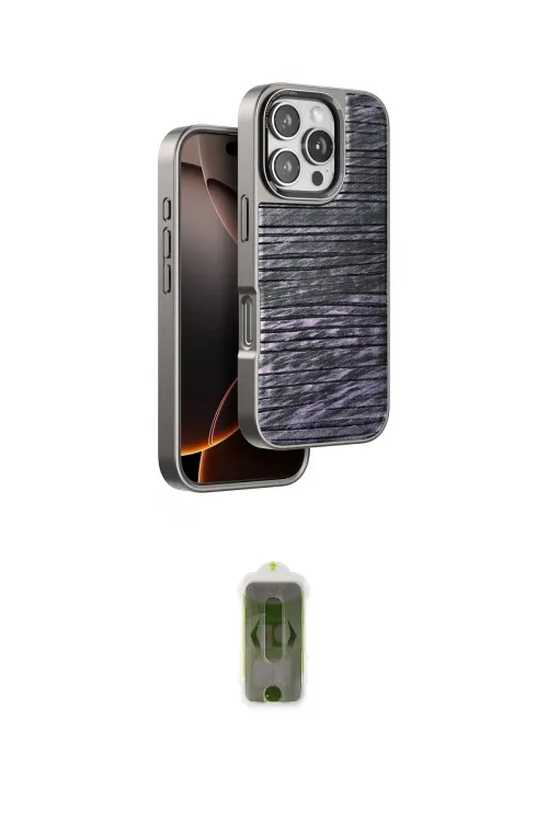 ieg™ iPhone 16 Pro Max Kılıf Atlas Minimal Özel Seri - Siyah Joko Magic 5D Hayalet Cam
