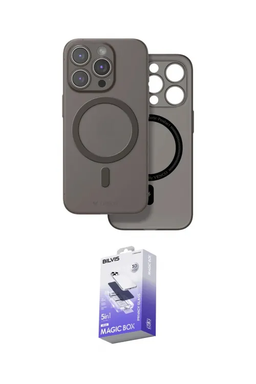 ieg™ iPhone 16 Pro Max Kılıf Çekirdek Klasik - Siyah Bilvis 5in1 5D Magic Hayalet Cam Ekran Koruyucu