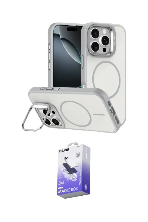 ieg™ iPhone 16 Pro Max Kılıf Çekirdek Klasik - Siyah Bilvis 5in1 5D Magic Hayalet Cam Ekran Koruyucu
