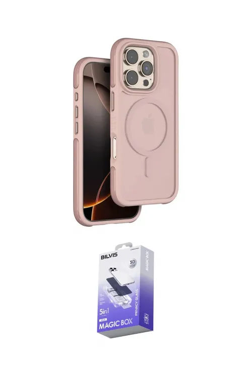 ieg™ iPhone 16 Pro Max Kılıf Çekirdek Minimal Prime - Siyah Bilvis 5in1 5D Magic Hayalet Cam Ekran Koruyucu