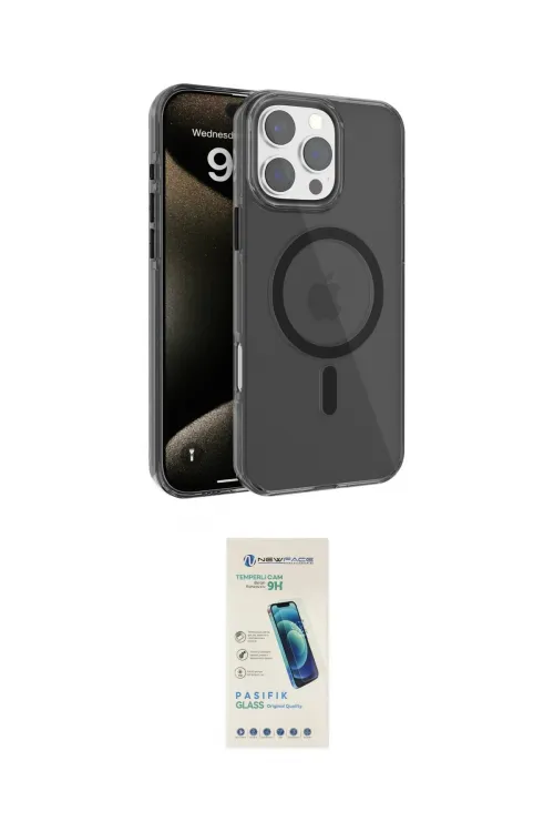 ieg™ iPhone 16 Pro Max Kılıf Doruk Doku Özel Seri - Şeffaf Pasifik Cam Ekran Koruyucu