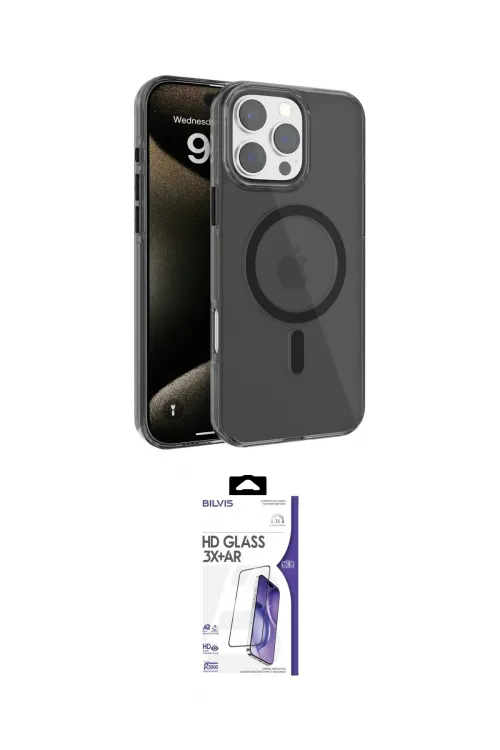 ieg™ iPhone 16 Pro Max Kılıf Doruk Doku Özel Seri - Siyah Bilvis 3X AR HD Cam Ekran Koruyucu