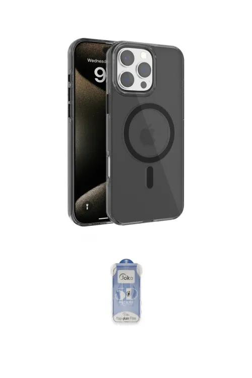 ieg™ iPhone 16 Pro Max Kılıf Doruk Doku Özel Seri - Siyah Joko Magic 5D Cam