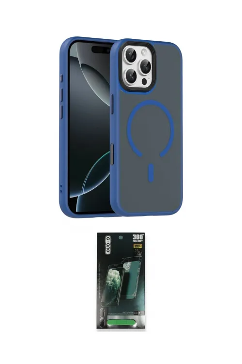 ieg™ iPhone 16 Pro Max Kılıf Doruk Form Serisi - Siyah 360 Mat Full Body Arka Koruyucu