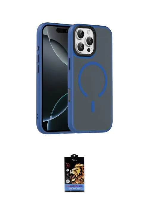 ieg™ iPhone 16 Pro Max Kılıf Doruk Form Serisi - Siyah Buffer Hayalet Cam Ekran Koruyucu