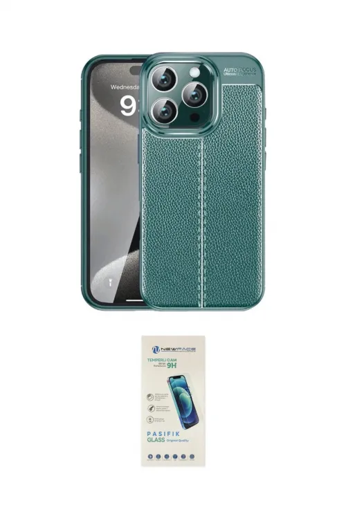 ieg™ iPhone 16 Pro Max Kılıf Doruk Klasik Özel Seri - Şeffaf Pasifik Cam Ekran Koruyucu