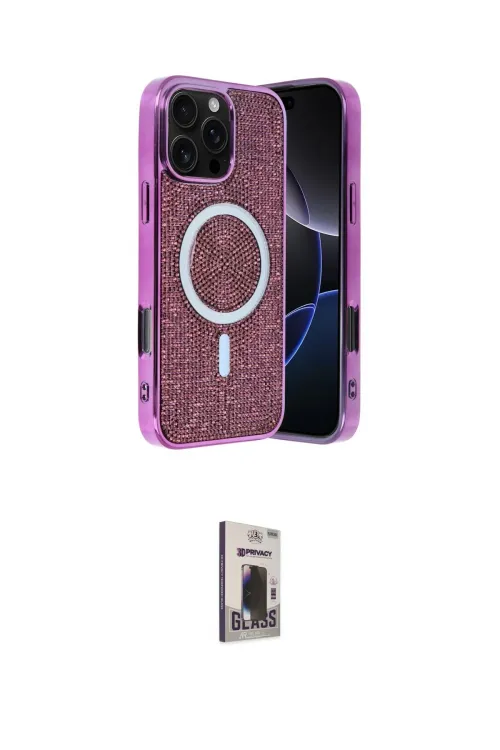 ieg™ iPhone 16 Pro Max Kılıf Eksen Çizgi - Siyah Bilvis Hayalet Cam Ekran Koruyucu