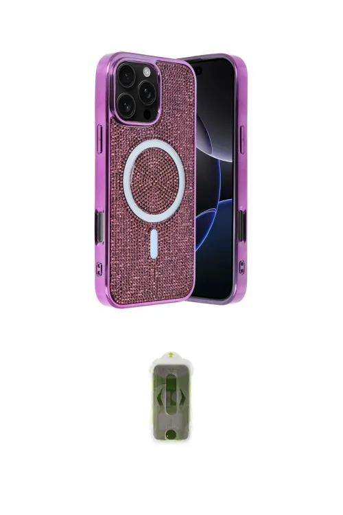 ieg™ iPhone 16 Pro Max Kılıf Eksen Çizgi - Siyah Joko Magic 5D Hayalet Cam