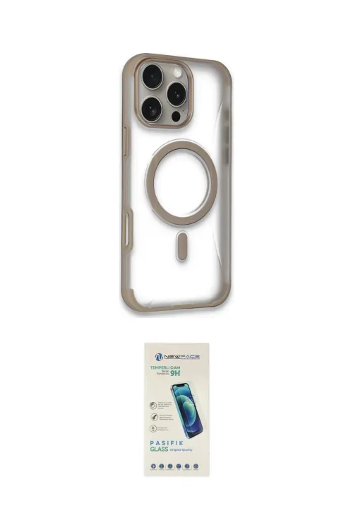 ieg™ iPhone 16 Pro Max Kılıf Eksen Klasik Koleksiyonu - Şeffaf Pasifik Cam Ekran Koruyucu