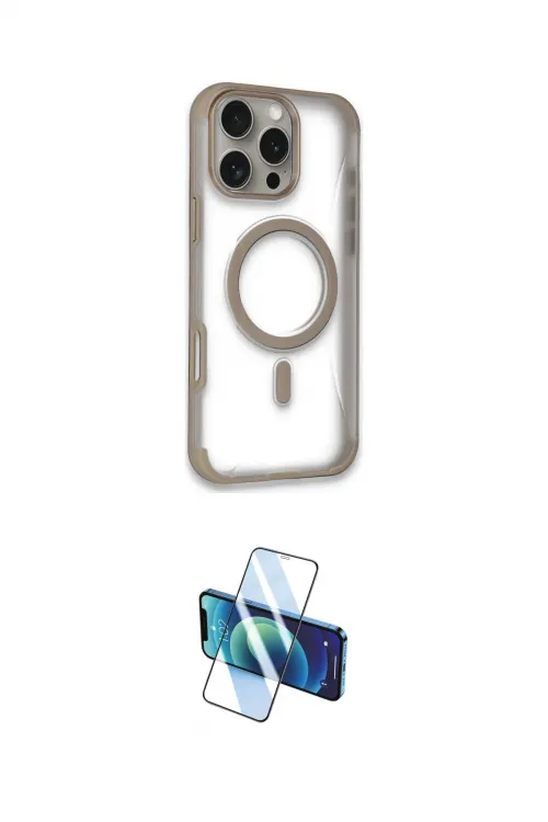 ieg™ iPhone 16 Pro Max Kılıf Eksen Klasik Koleksiyonu - Siyah 3D Antistatik Cam Ekran Koruyucu