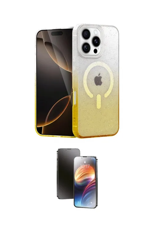 ieg™ iPhone 16 Pro Max Kılıf Eksen Minimal Özel Seri - Siyah 3D Antistatik Mat Seramik Nano Ekran Koruyucu