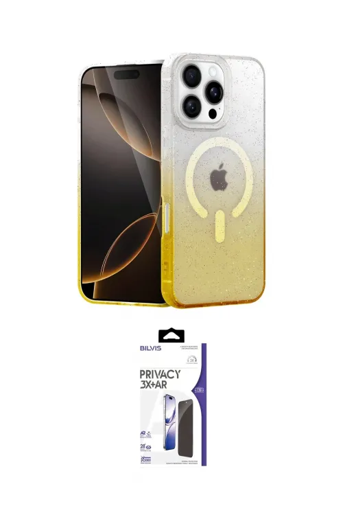ieg™ iPhone 16 Pro Max Kılıf Eksen Minimal Özel Seri - Siyah Bilvis 3X AR Hayalet Cam Ekran Koruyucu