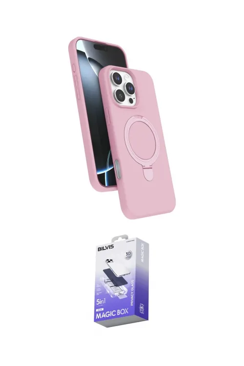 ieg™ iPhone 16 Pro Max Kılıf İz Işık Koleksiyonu - Siyah Bilvis 5in1 5D Magic Hayalet Cam Ekran Koruyucu