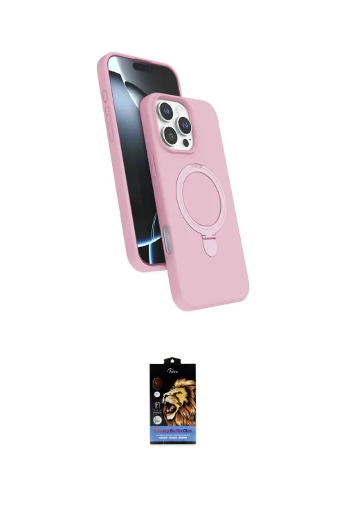 ieg™ iPhone 16 Pro Max Kılıf İz Işık Koleksiyonu - Siyah Buffer Hayalet Cam Ekran Koruyucu