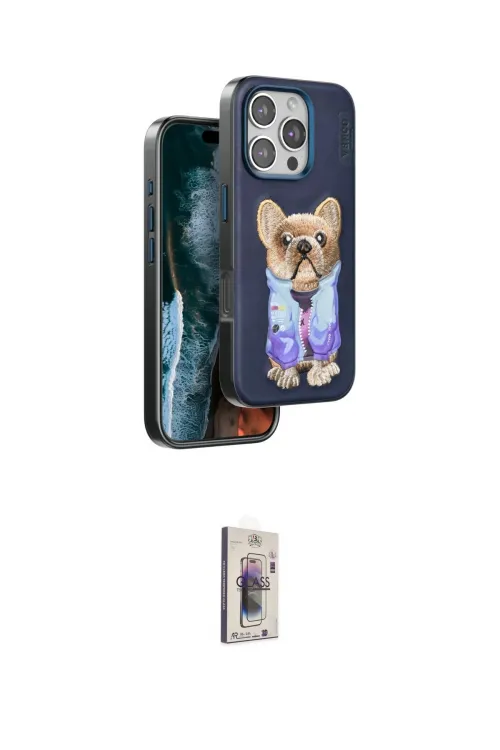 ieg™ iPhone 16 Pro Max Kılıf İz Minimal Koleksiyonu - Siyah Bilvis 3D Cam Ekran Koruyucu