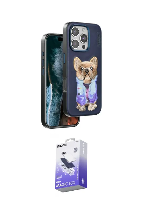 ieg™ iPhone 16 Pro Max Kılıf İz Minimal Koleksiyonu - Siyah Bilvis 5in1 5D Magic Hayalet Cam Ekran Koruyucu