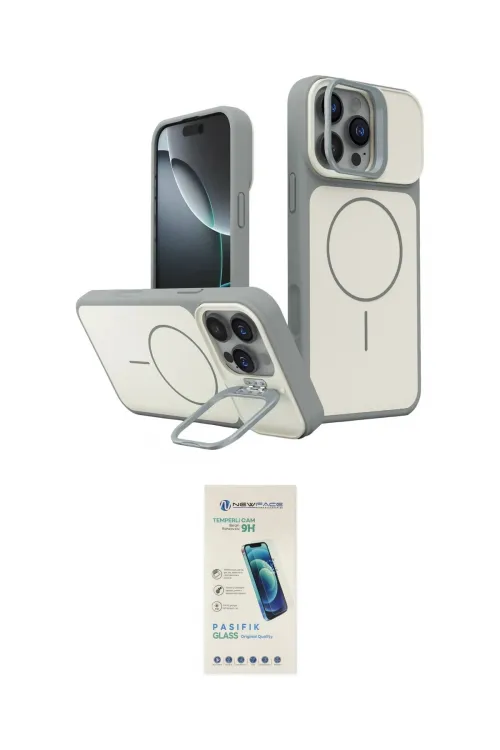 ieg™ iPhone 16 Pro Max Kılıf İz Modern Prime - Şeffaf Pasifik Cam Ekran Koruyucu