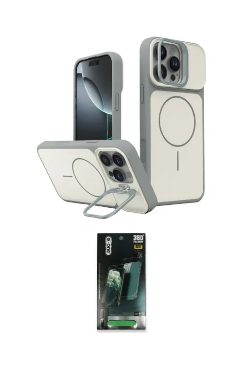 ieg™ iPhone 16 Pro Max Kılıf İz Modern Prime - Siyah 360 Mat Full Body Arka Koruyucu
