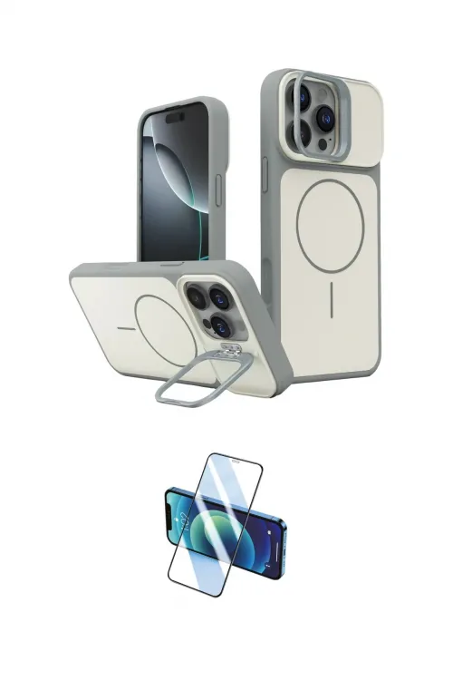 ieg™ iPhone 16 Pro Max Kılıf İz Modern Prime - Siyah 3D Antistatik Cam Ekran Koruyucu