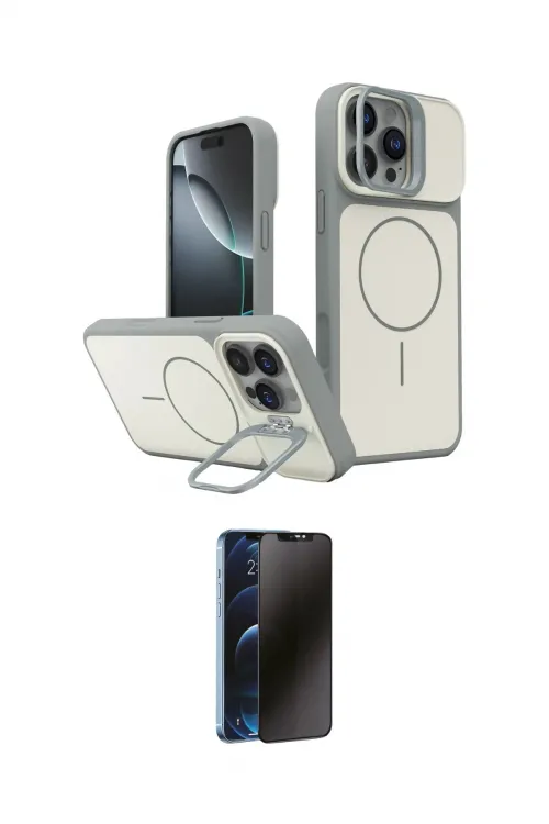 ieg™ iPhone 16 Pro Max Kılıf İz Modern Prime - Siyah 3D Antistatik Hayalet Cam Ekran Koruyucu