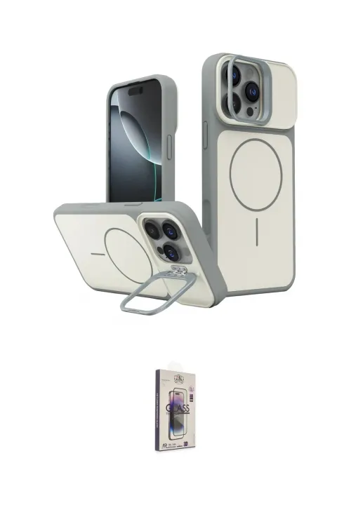 ieg™ iPhone 16 Pro Max Kılıf İz Modern Prime - Siyah Bilvis 3D Cam Ekran Koruyucu