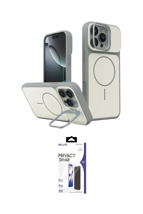 ieg™ iPhone 16 Pro Max Kılıf İz Modern Prime - Siyah Bilvis 3X AR Hayalet Cam Ekran Koruyucu