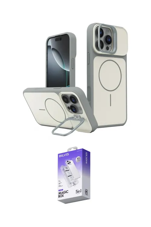 ieg™ iPhone 16 Pro Max Kılıf İz Modern Prime - Siyah Bilvis 5in1 3D Magic Cam Ekran Koruyucu