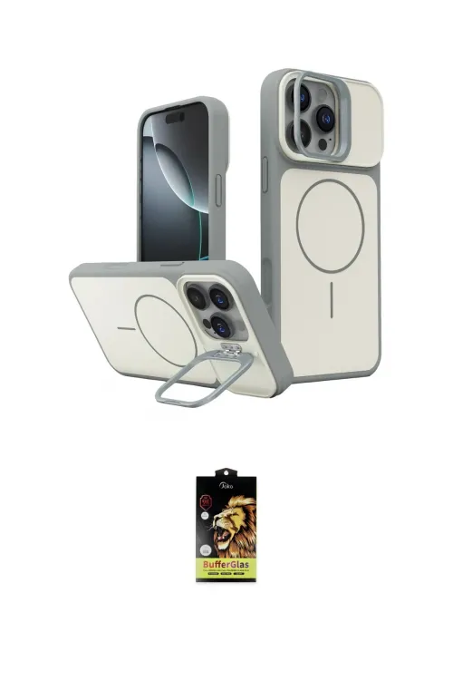 ieg™ iPhone 16 Pro Max Kılıf İz Modern Prime - Siyah Buffer Cam Ekran Koruyucu