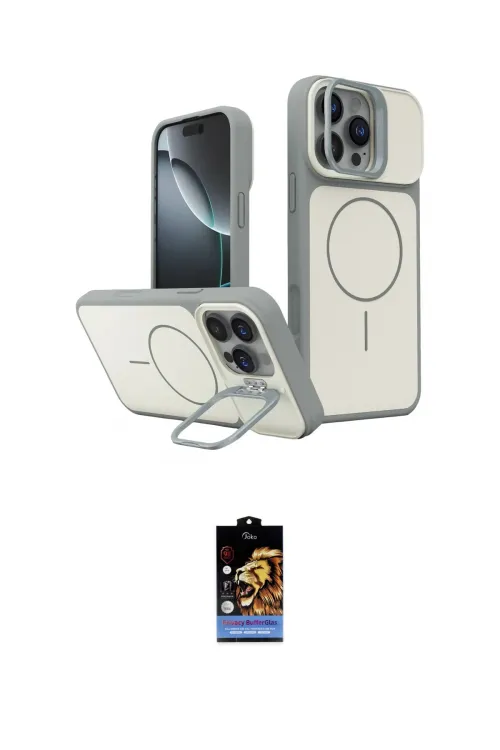 ieg™ iPhone 16 Pro Max Kılıf İz Modern Prime - Siyah Buffer Hayalet Cam Ekran Koruyucu