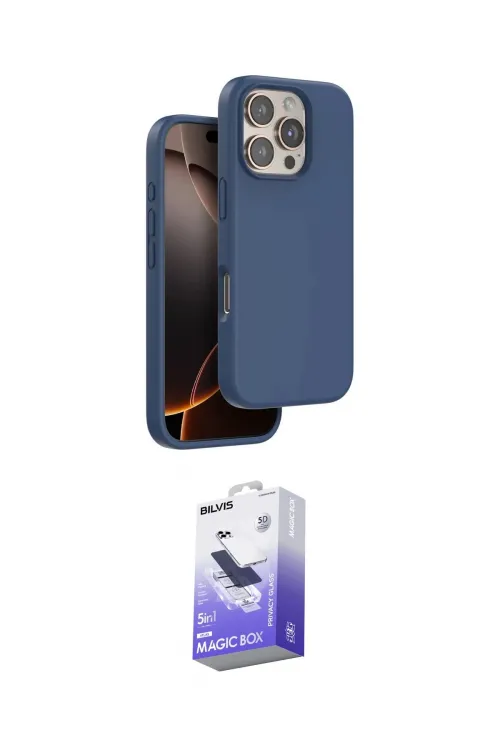 ieg™ iPhone 16 Pro Max Kılıf Kıvılcım Çizgi Serisi - Siyah Bilvis 5in1 5D Magic Hayalet Cam Ekran Koruyucu