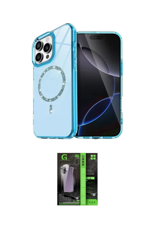 ieg™ iPhone 16 Pro Max Kılıf Kıvılcım Form Prime - Şeffaf 360 Full Body Arka Koruyucu