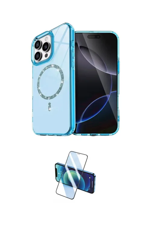 ieg™ iPhone 16 Pro Max Kılıf Kıvılcım Form Prime - Siyah 3D Antistatik Cam Ekran Koruyucu