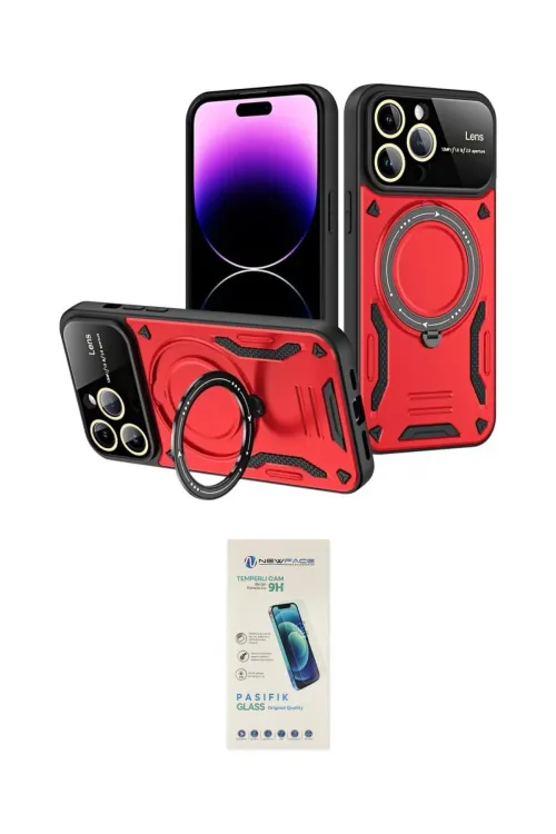 ieg™ iPhone 16 Pro Max Kılıf Kıvılcım Modern Serisi - Şeffaf Pasifik Cam Ekran Koruyucu