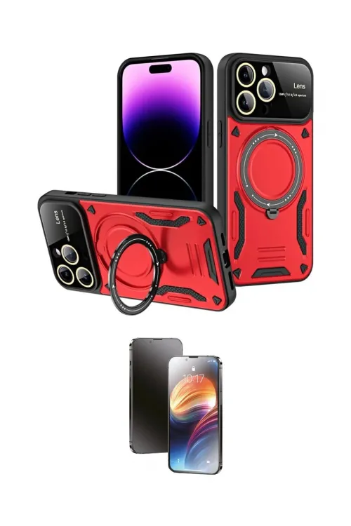 ieg™ iPhone 16 Pro Max Kılıf Kıvılcım Modern Serisi - Siyah 3D Antistatik Mat Seramik Nano Ekran Koruyucu