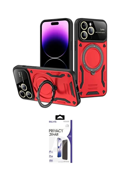 ieg™ iPhone 16 Pro Max Kılıf Kıvılcım Modern Serisi - Siyah Bilvis 3X AR Hayalet Cam Ekran Koruyucu