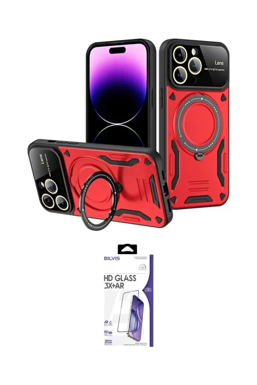 ieg™ iPhone 16 Pro Max Kılıf Kıvılcım Modern Serisi - Siyah Bilvis 3X AR HD Cam Ekran Koruyucu