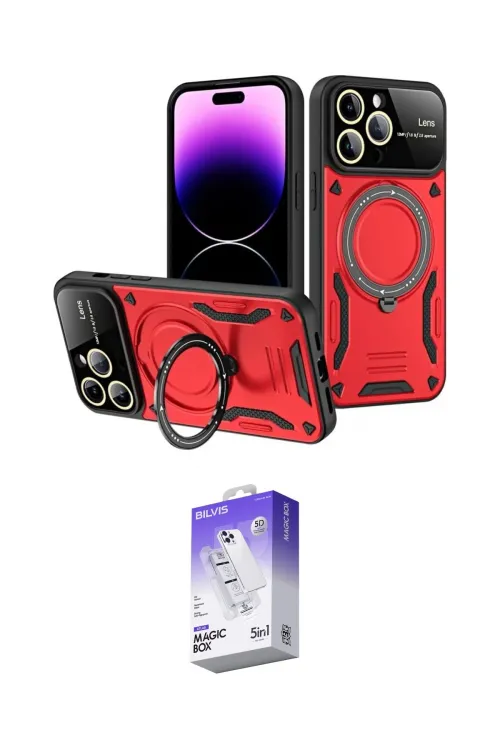 ieg™ iPhone 16 Pro Max Kılıf Kıvılcım Modern Serisi - Siyah Bilvis 5in1 3D Magic Cam Ekran Koruyucu