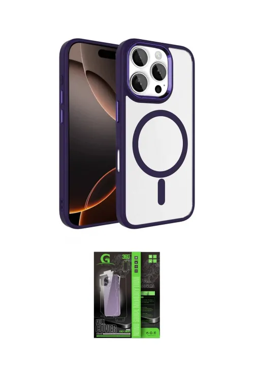 ieg™ iPhone 16 Pro Max Kılıf Kıvılcım Prime - Şeffaf 360 Full Body Arka Koruyucu