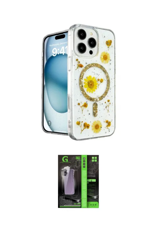 ieg™ iPhone 16 Pro Max Kılıf Kozmos Doku - Şeffaf 360 Full Body Arka Koruyucu