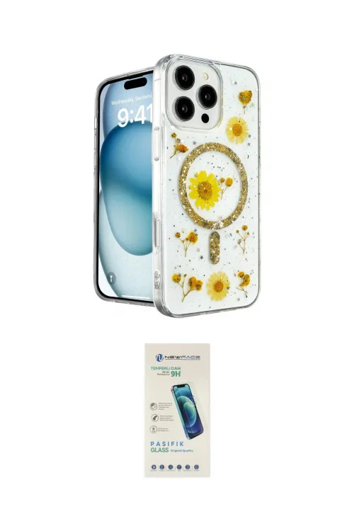 ieg™ iPhone 16 Pro Max Kılıf Kozmos Doku - Şeffaf Pasifik Cam Ekran Koruyucu