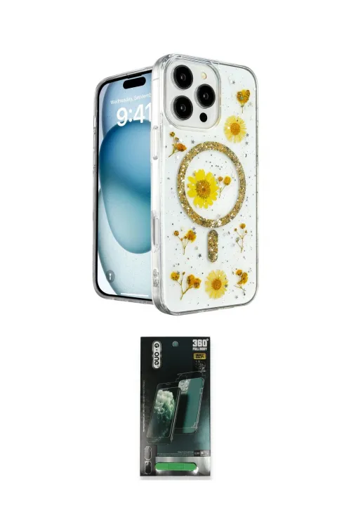 ieg™ iPhone 16 Pro Max Kılıf Kozmos Doku - Siyah 360 Mat Full Body Arka Koruyucu