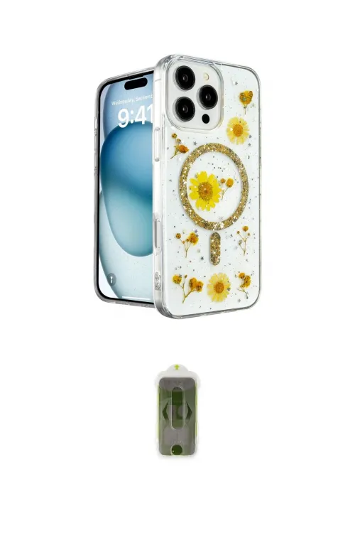 ieg™ iPhone 16 Pro Max Kılıf Kozmos Doku - Siyah Joko Magic 5D Hayalet Cam