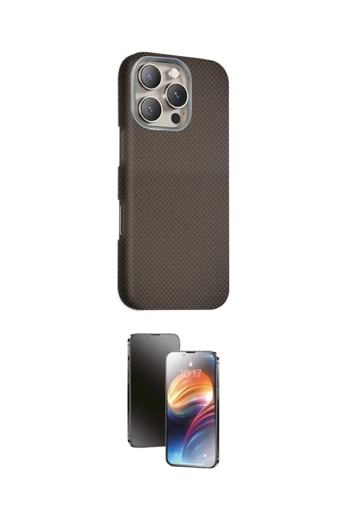 ieg™ iPhone 16 Pro Max Kılıf Kozmos Klasik Prime - Siyah 3D Antistatik Mat Seramik Nano Ekran Koruyucu
