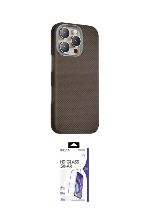 ieg™ iPhone 16 Pro Max Kılıf Kozmos Klasik Prime - Siyah Bilvis 3X AR HD Cam Ekran Koruyucu